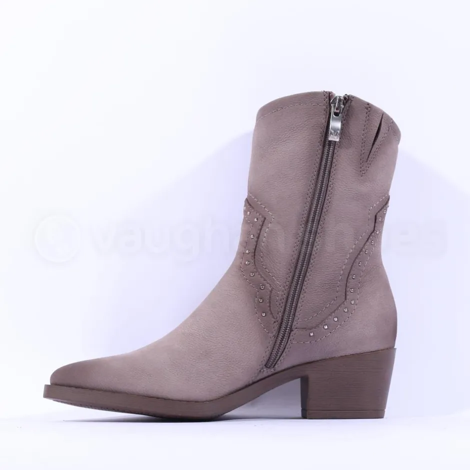 Women Caprice Daytona Western Stud Boot - Taupe Nubuck