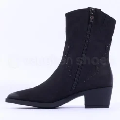Women Caprice Daytona Western Stud Boot - Black Nubuck