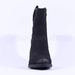 Women Caprice Daytona Western Stud Boot - Black Nubuck