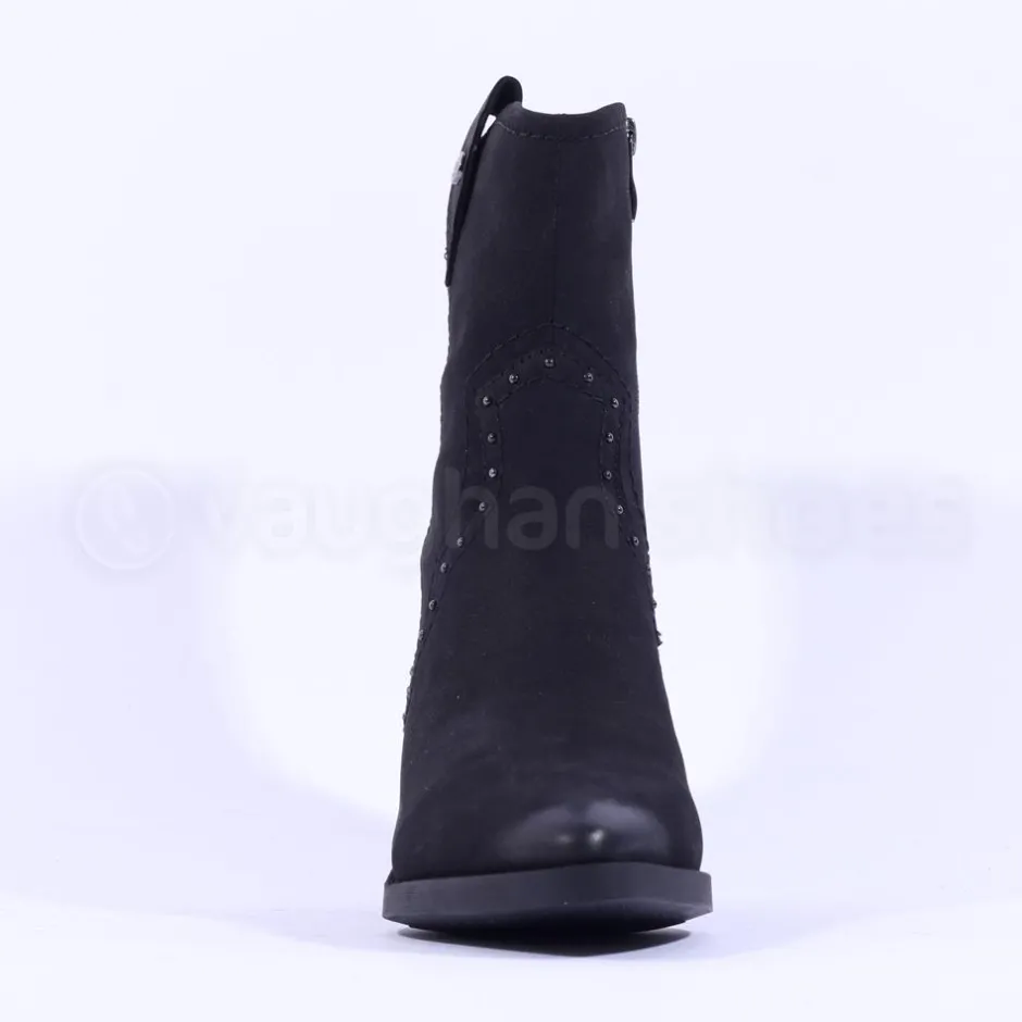 Women Caprice Daytona Western Stud Boot - Black Nubuck