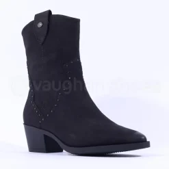 Women Caprice Daytona Western Stud Boot - Black Nubuck