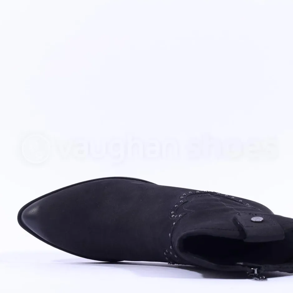 Women Caprice Daytona Western Stud Boot - Black Nubuck