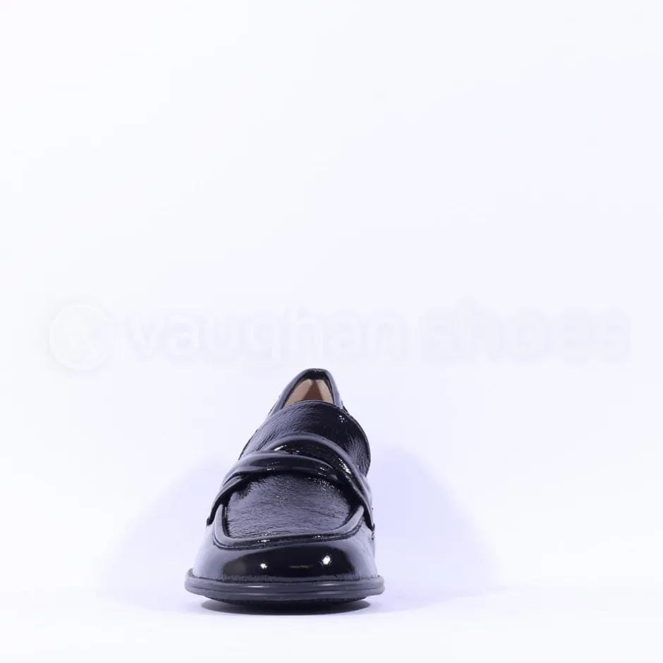 Women Caprice Deborah Block Heel Loafer - Black Patent