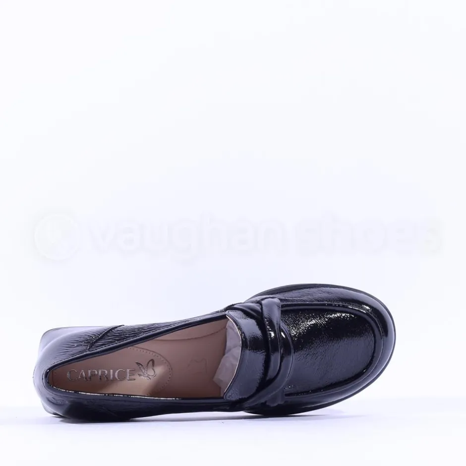 Women Caprice Deborah Block Heel Loafer - Black Patent