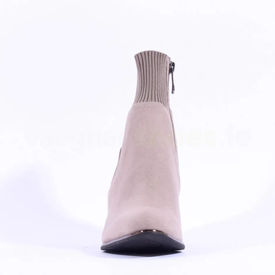 Women Marco Tozzi Delo Block Heel Sock Boot - Taupe