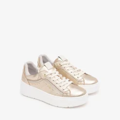 Women NeroGiardini Diamante Trim Trainer - Gold Leather