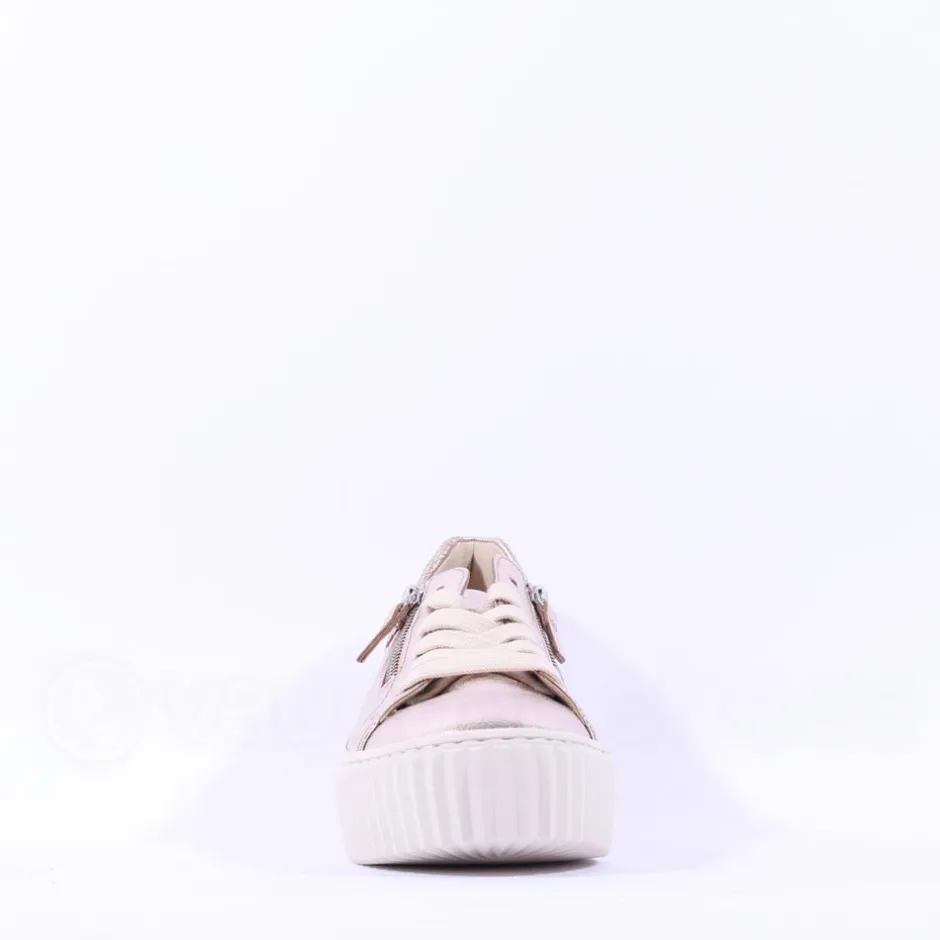 Women Gabor Dolly High Platform Zip Trainer - Metallic Leather