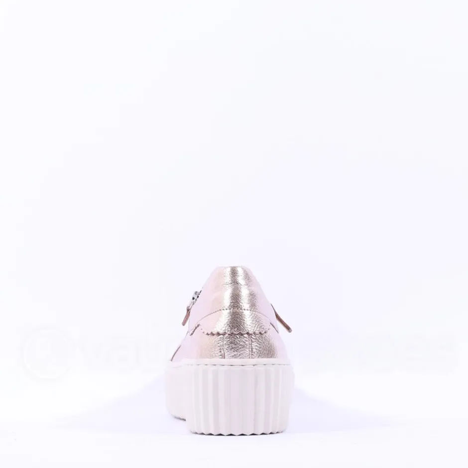 Women Gabor Dolly High Platform Zip Trainer - Metallic Leather
