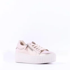 Women Gabor Dolly High Platform Zip Trainer - Metallic Leather
