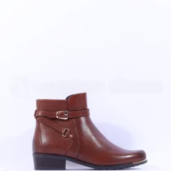 Women Caprice Double Strap Ankle Boot Kelli - Cognac Leather