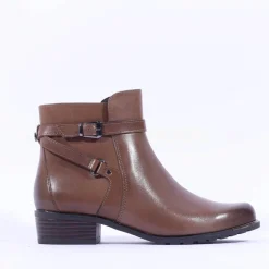 Women Caprice Double Strap Ankle Boot Kelli - Taupe Leather