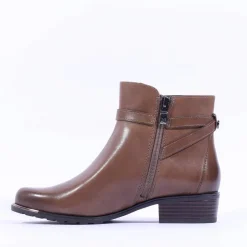 Women Caprice Double Strap Ankle Boot Kelli - Taupe Leather