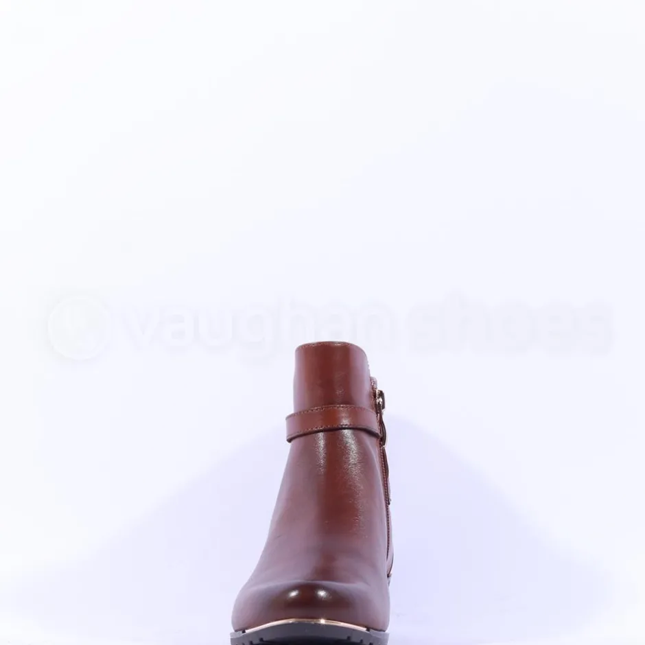 Women Caprice Double Strap Ankle Boot Kelli - Cognac Leather
