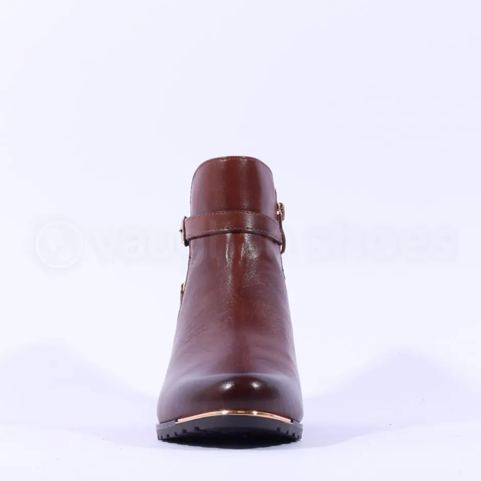 Women Caprice Double Strap Ankle Boot Kelli - Tan Navy Leather