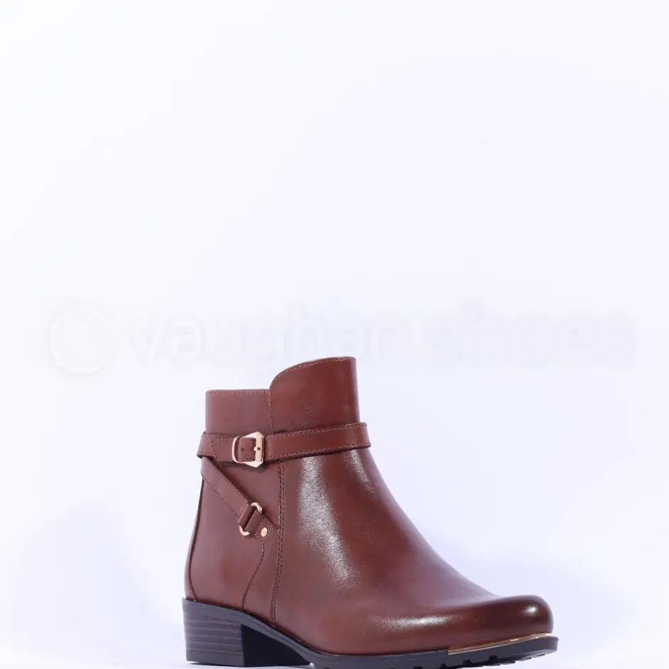 Women Caprice Double Strap Ankle Boot Kelli - Cognac Leather