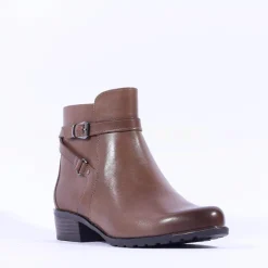 Women Caprice Double Strap Ankle Boot Kelli - Taupe Leather