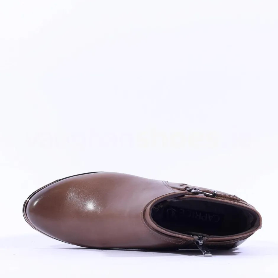 Women Caprice Double Strap Ankle Boot Kelli - Taupe Leather