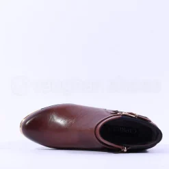 Women Caprice Double Strap Ankle Boot Kelli - Tan Navy Leather