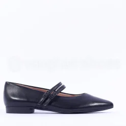 Women Paul Green Double Strap Pointed Pump - Black Leather