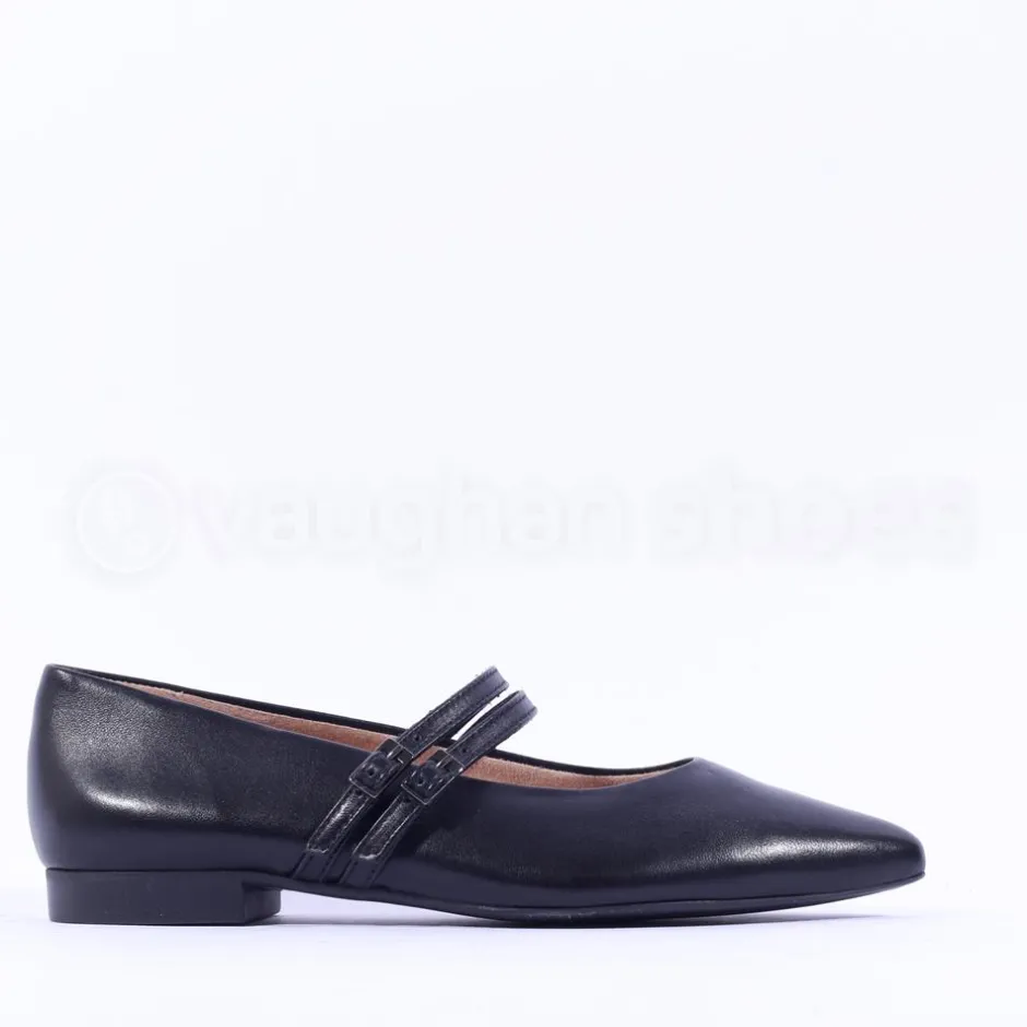 Women Paul Green Double Strap Pointed Pump - Black Leather