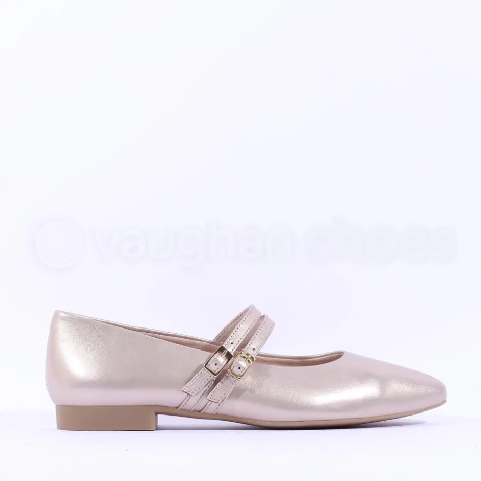 Women Paul Green Double Strap Pointed Pump - Beige Metallic
