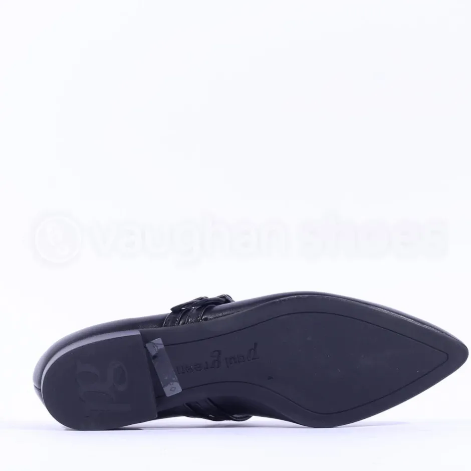 Women Paul Green Double Strap Pointed Pump - Black Leather