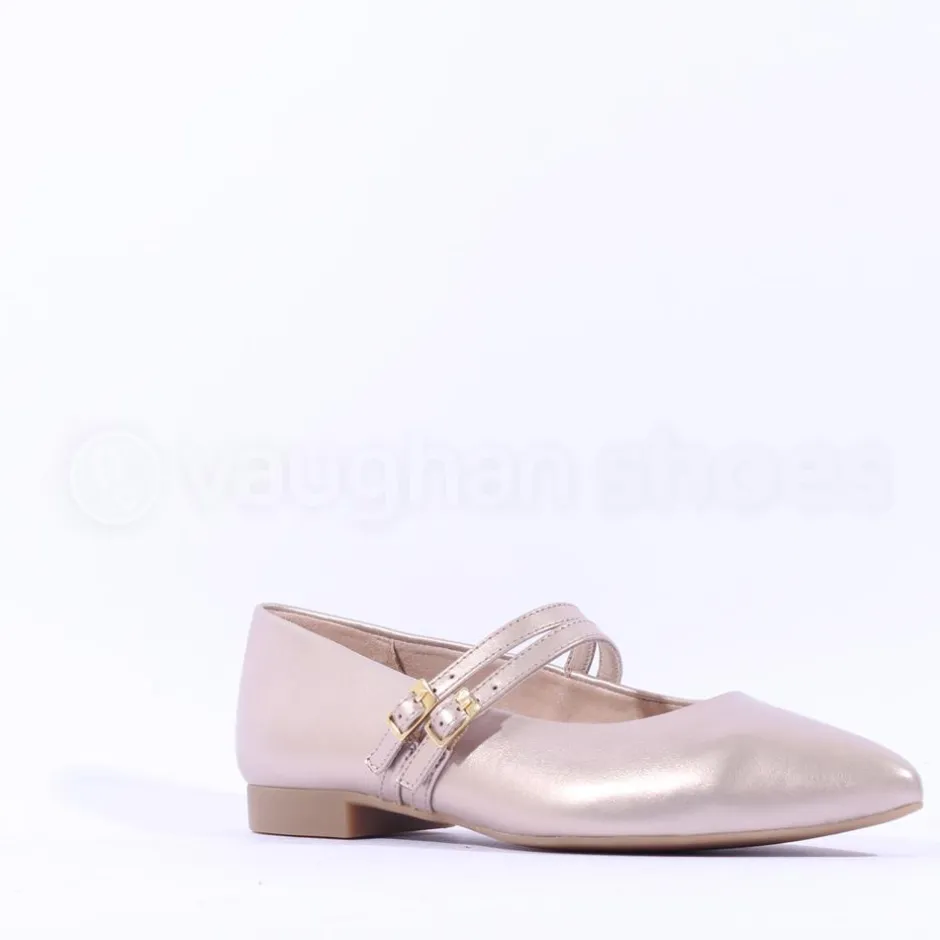 Women Paul Green Double Strap Pointed Pump - Beige Metallic