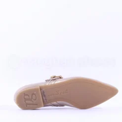 Women Paul Green Double Strap Pointed Pump - Beige Metallic