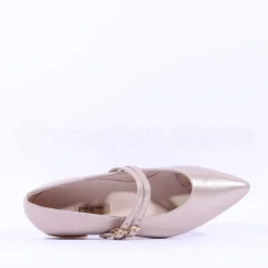 Women Paul Green Double Strap Pointed Pump - Beige Metallic