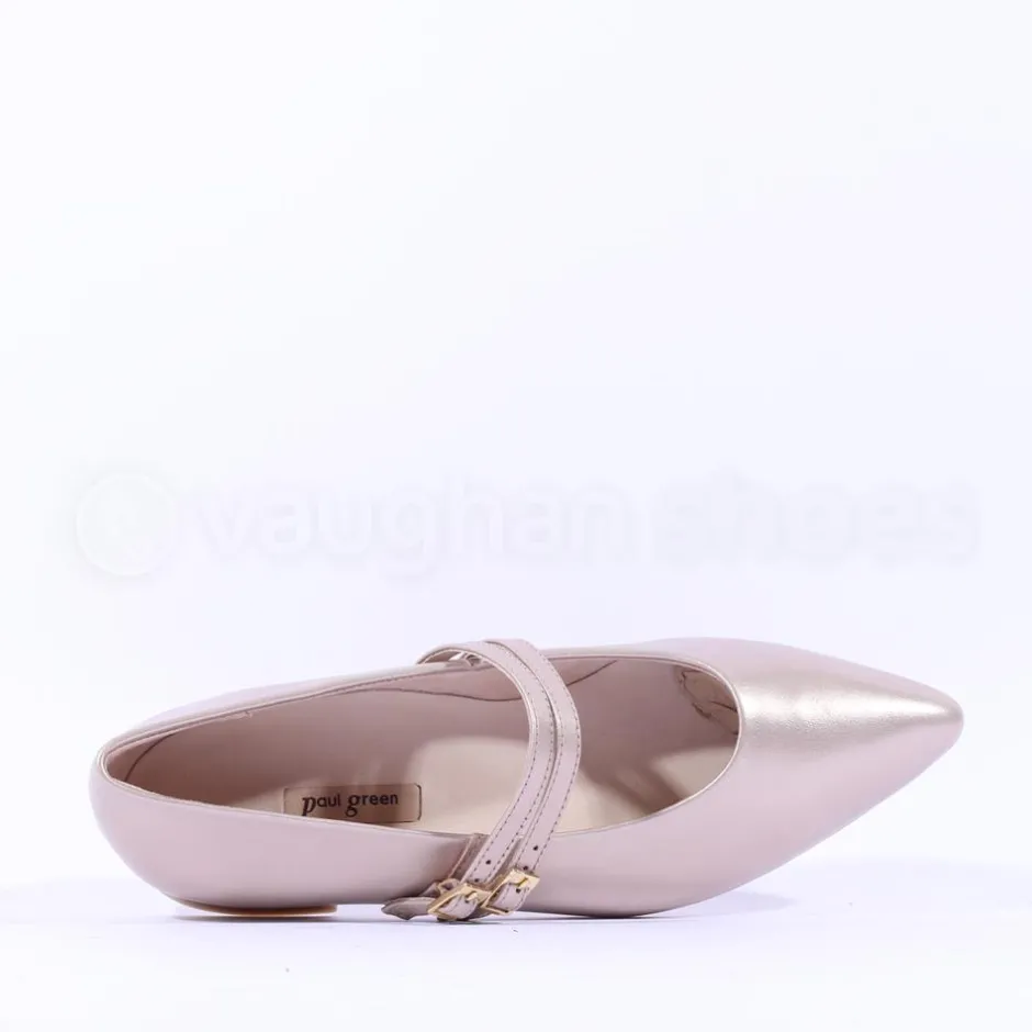 Women Paul Green Double Strap Pointed Pump - Beige Metallic