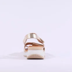 Women Oh My Sandals Double Velcro Platform - Gold Leather