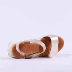 Women Oh My Sandals Double Velcro Platform - Gold Leather