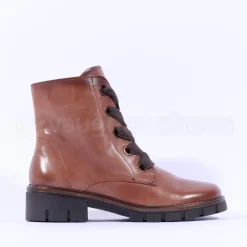Women Ara Dover Ribbon Lace Ankle Boot - Cognac Leather