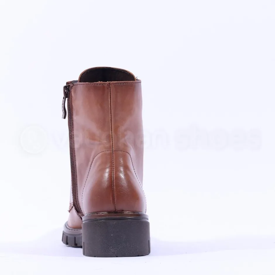 Women Ara Dover Ribbon Lace Ankle Boot - Cognac Leather