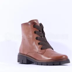 Women Ara Dover Ribbon Lace Ankle Boot - Cognac Leather