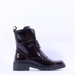 Women Ara Dover Zip Front Boot - Dark Burgundy Patent