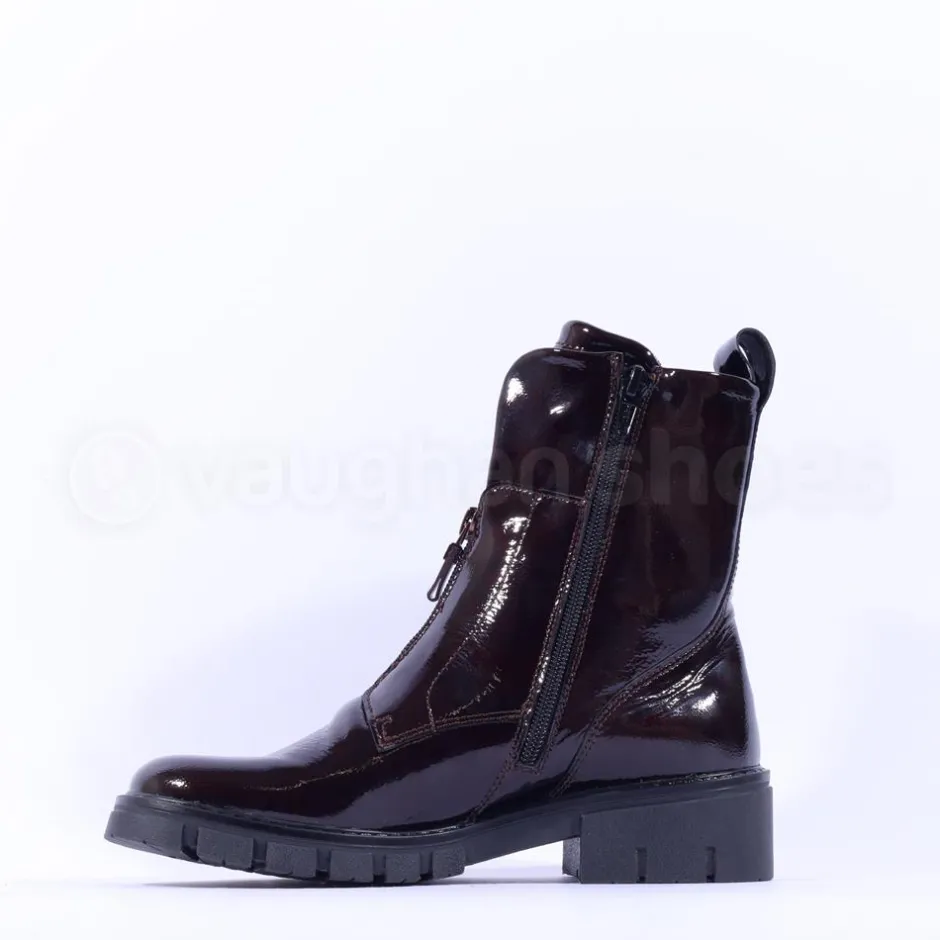 Women Ara Dover Zip Front Boot - Dark Burgundy Patent