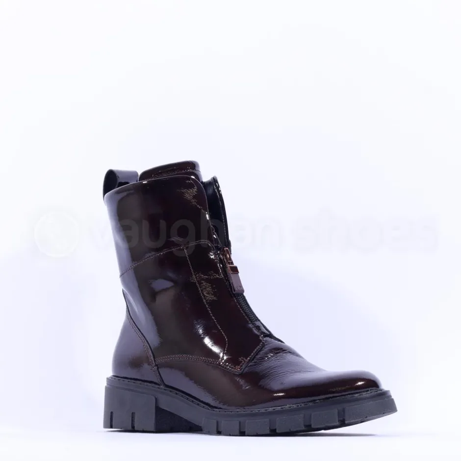 Women Ara Dover Zip Front Boot - Dark Burgundy Patent