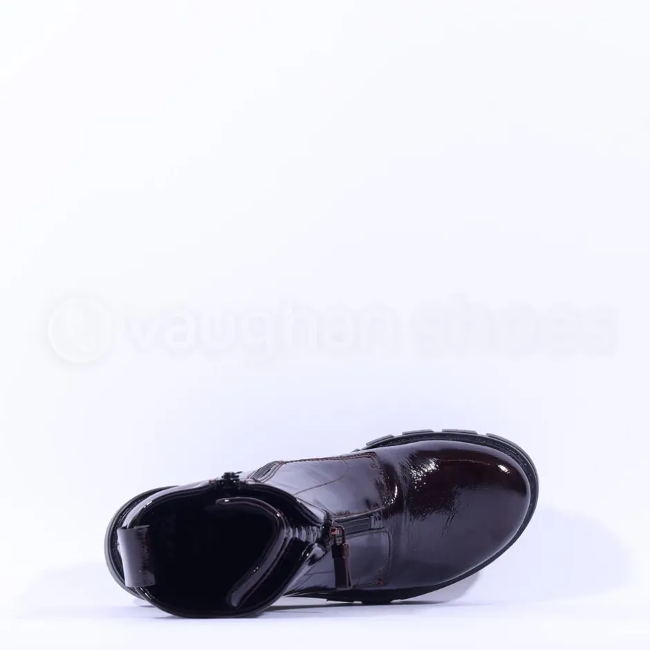 Women Ara Dover Zip Front Boot - Dark Burgundy Patent