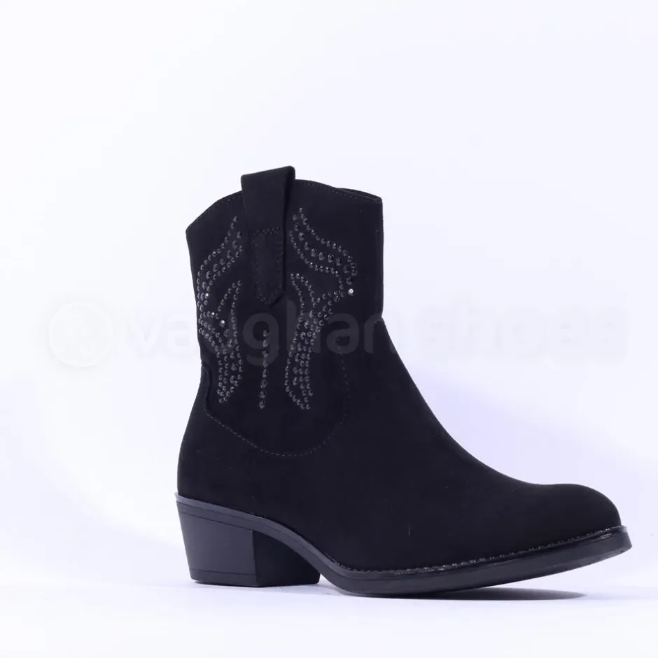 Women Marco Tozzi Drema Western Stud Boot - Black