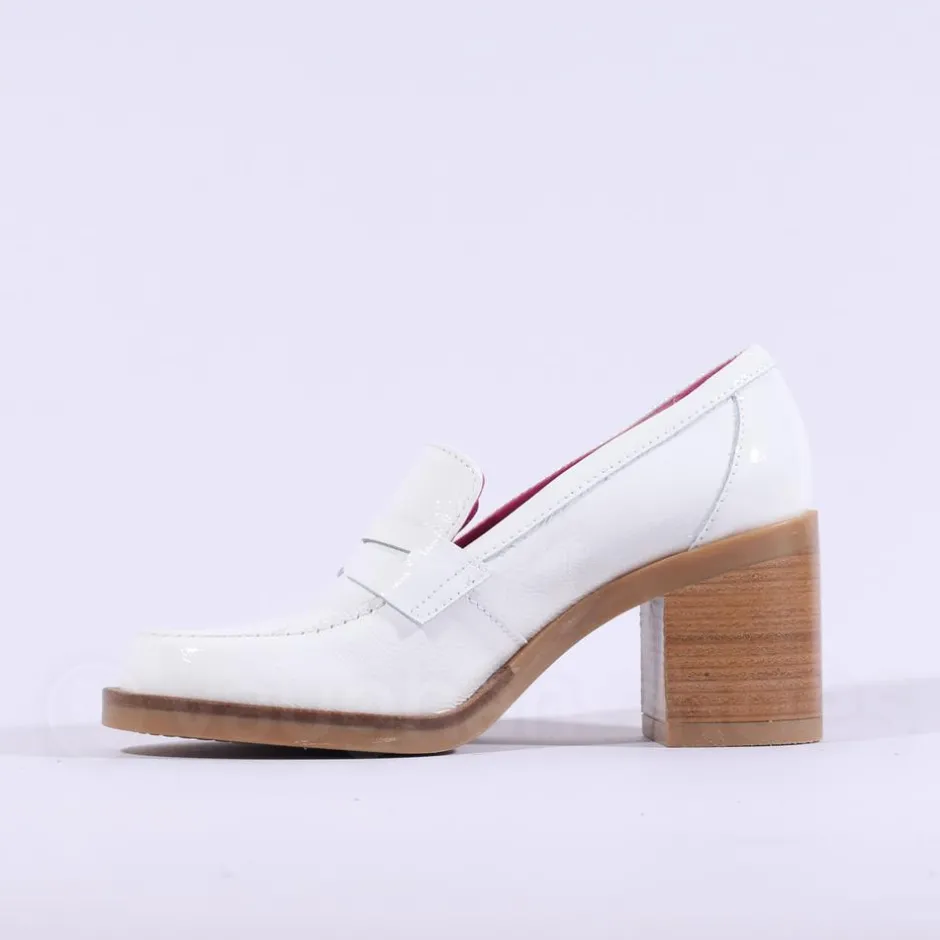 Women Marco Moreo Dubai Block Heel Loafer - White Patent