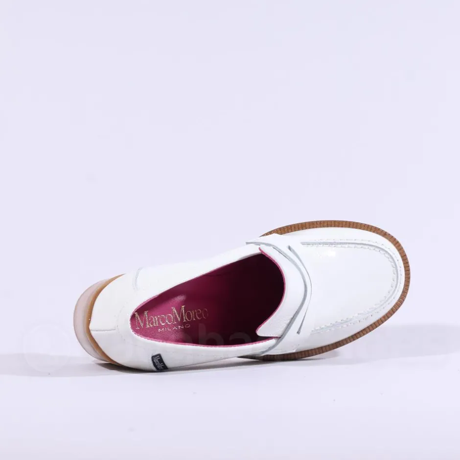 Women Marco Moreo Dubai Block Heel Loafer - White Patent