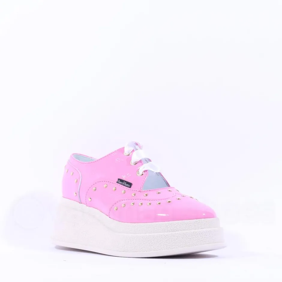 Women Marco Moreo Dublin Stud Lace Wedge - Pink Patent