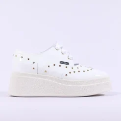 Women Marco Moreo Dublin Stud Lace Wedge - White Patent