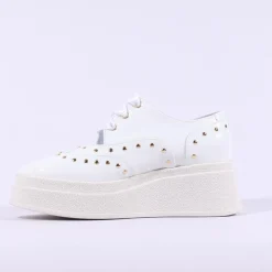 Women Marco Moreo Dublin Stud Lace Wedge - White Patent