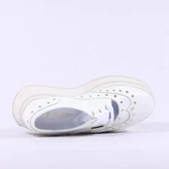 Women Marco Moreo Dublin Stud Lace Wedge - White Patent