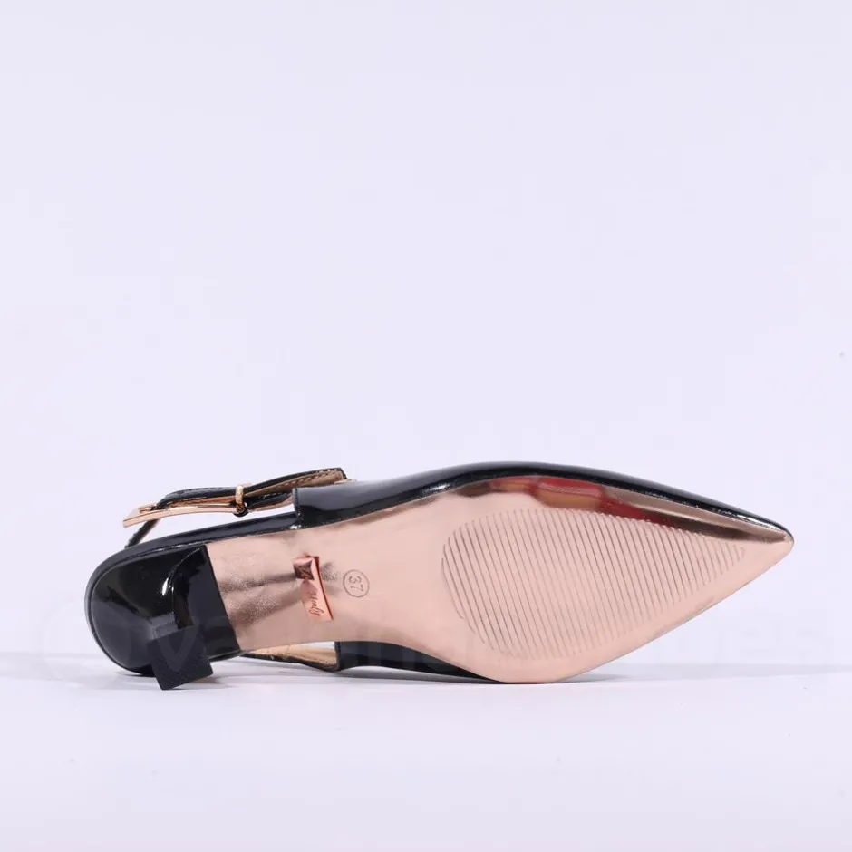 Women Una Healy Dust My Broom Heel Slingback - Black Patent