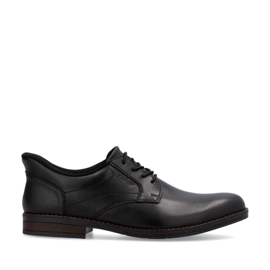 Rieker Men Easy On Elasticated Lace Shoe - Black Leather