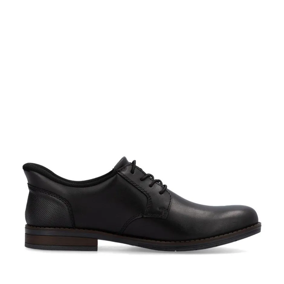 Rieker Men Easy On Elasticated Lace Shoe - Black Leather