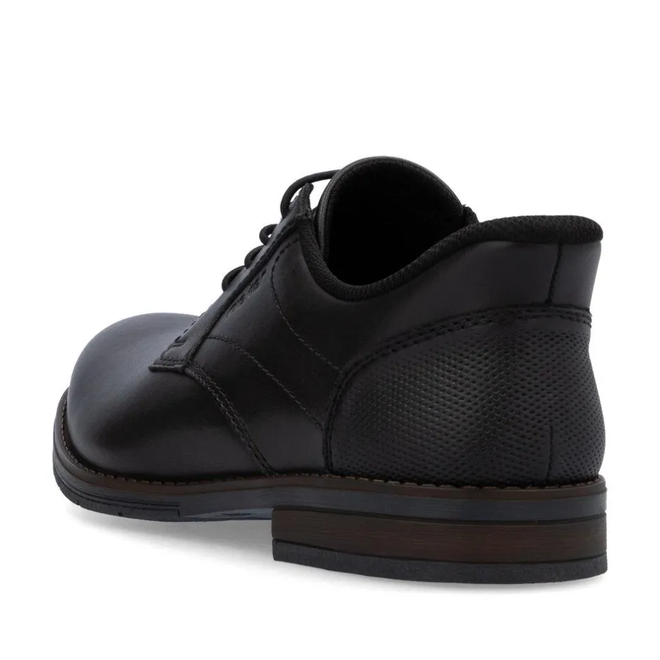 Rieker Men Easy On Elasticated Lace Shoe - Black Leather